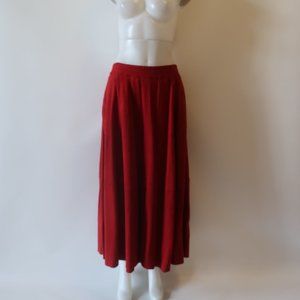 Womens I.Magnin Brick Red Elastic Waist Suede Maxi Skirt S *